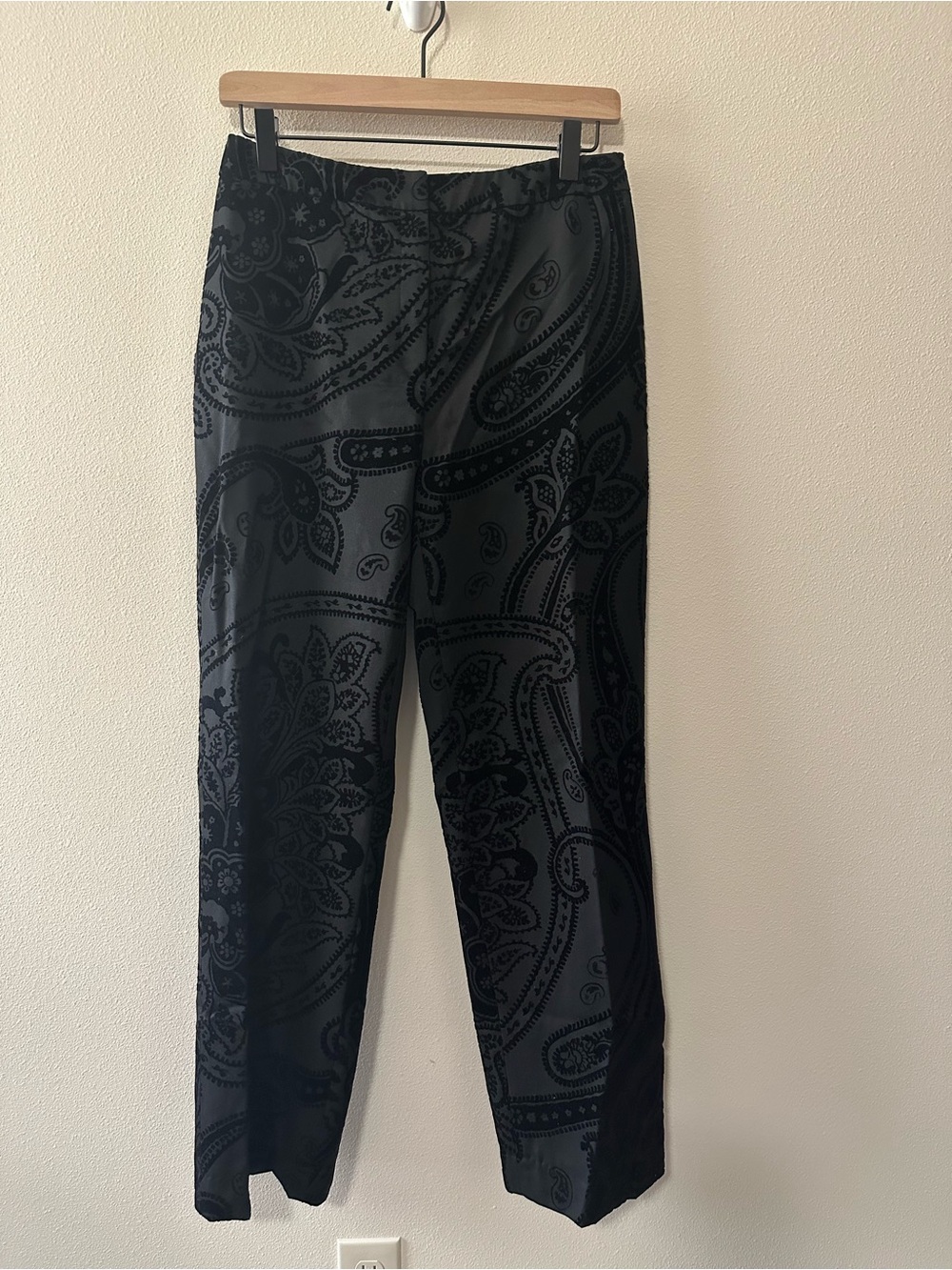 Lafayette 148 New York 100% wool paisley detail velvet pants size 6 designer